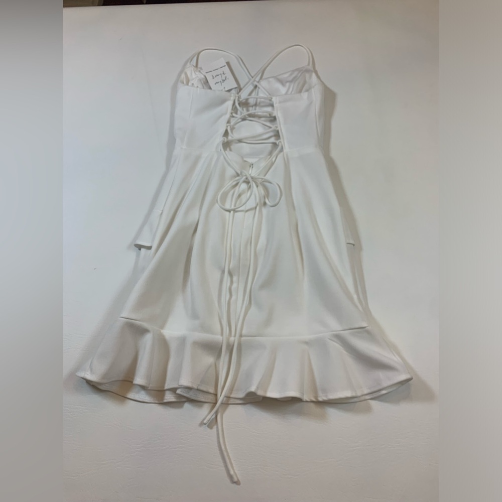 NWT Blue Blush white ruffled mini dress lined small (bin J) - Picture 12 of 16